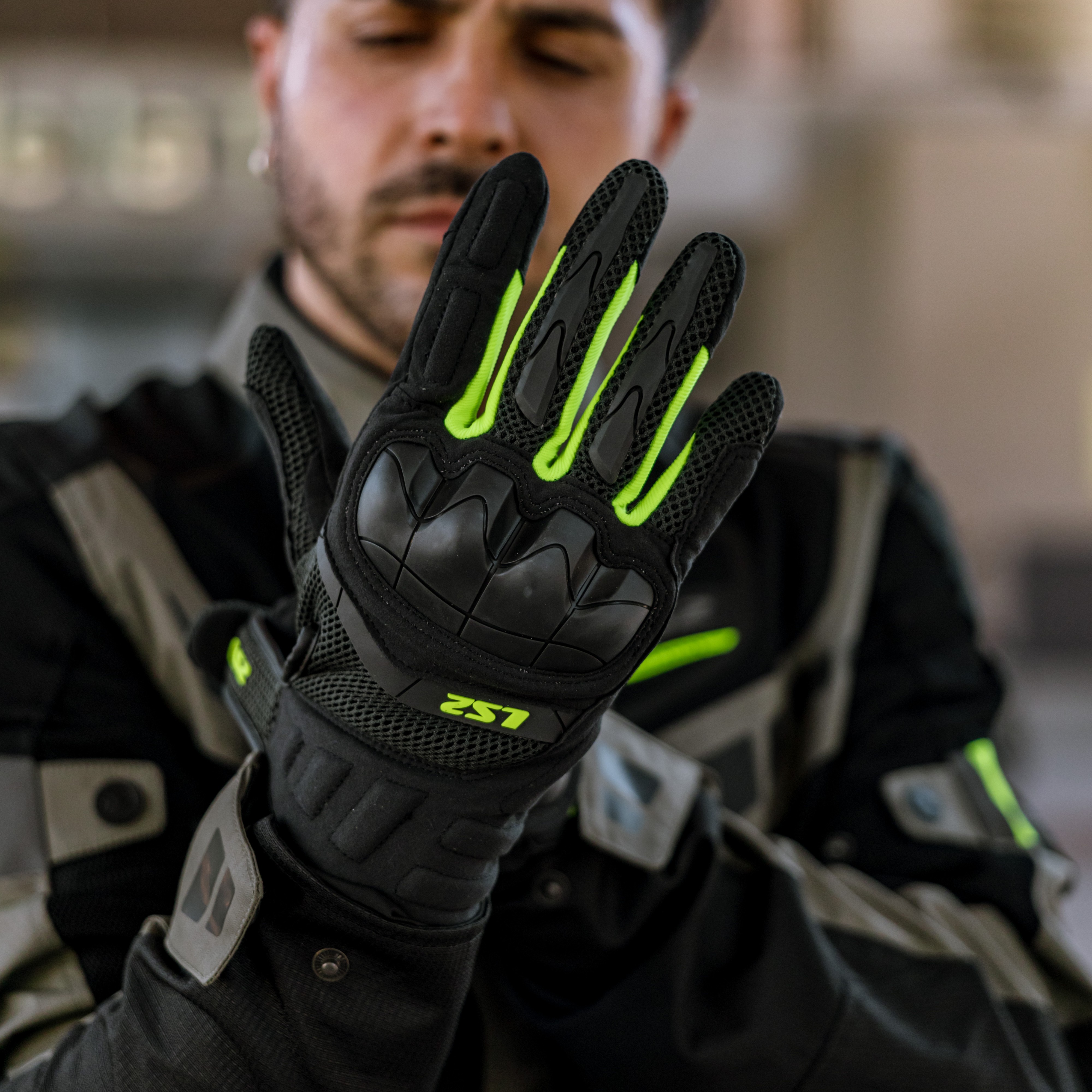 Guante Ls2 Kubra Hombre Negro / Amarillo